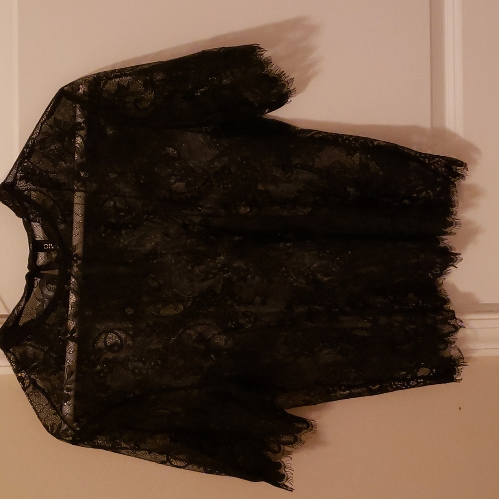 Divided Black Lace Top